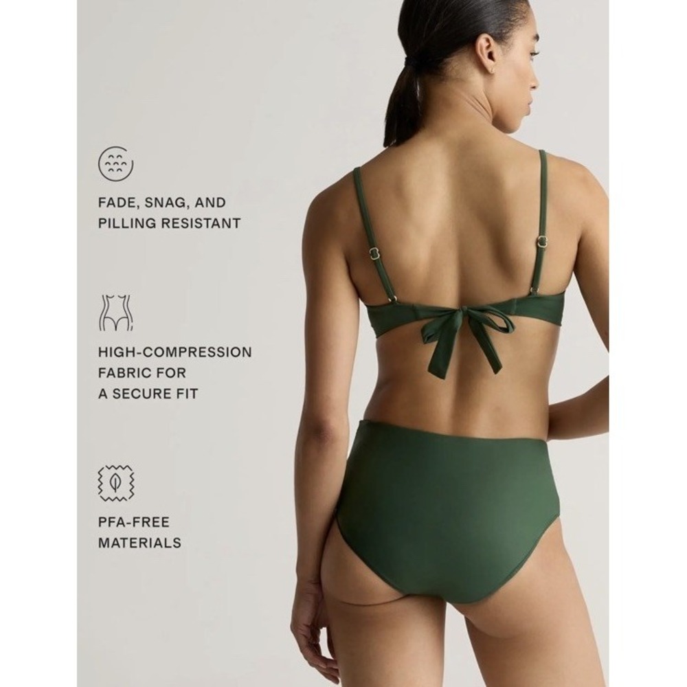 NWT Quince Italian Scoop Neck Bikini Top Large, Palm MSRP $62 UV Protection - Picture 5 of 5